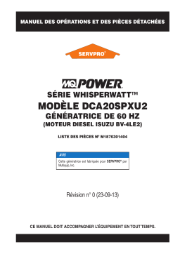 MQ Power DCA20SPXU2 Simple phase 6-56KW Manuel utilisateur