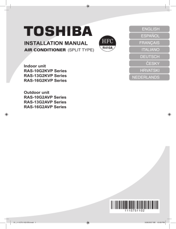 Manuel du propriétaire | Toshiba MIRAI RAS-10BAVG-EMIRAI RAS-13BKVG-E Manuel utilisateur | Fixfr