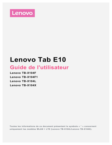 Mode d'emploi | Lenovo Tab E10 Manuel utilisateur | Fixfr