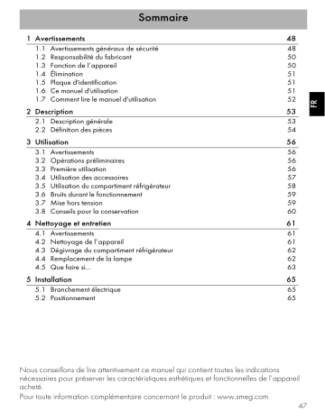 Manuel du propriétaire | Smeg FAB10HRDIT2 Manuel utilisateur | Fixfr