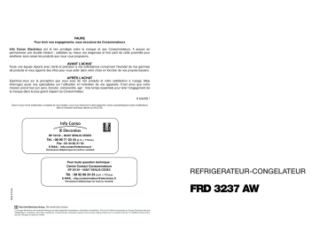 Manuel du propriétaire | Faure FRD3237AW Manuel utilisateur | Fixfr