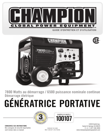 Champion Power Equipment 100107 Manuel utilisateur | Fixfr