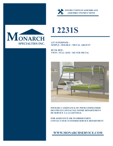 Monarch Specialties I 2231S BUNK BED Manuel utilisateur | Fixfr