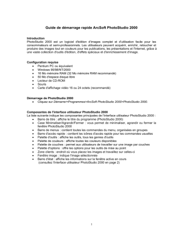 Manuel du propriétaire | ArcSoft PHOTOSTUDIO 2000 Manuel utilisateur | Fixfr