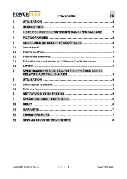 Powerplus POWXG2007 Manuel utilisateur