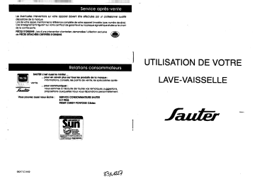 Manuel du propriétaire | sauter VIP30B Lave-vaisselle Manuel utilisateur | Fixfr