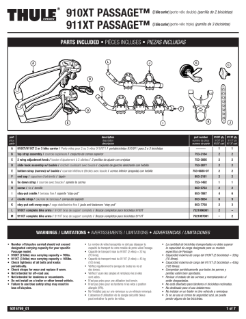 Manuel du propriétaire | Thule Passage 911XT Manuel utilisateur | Fixfr