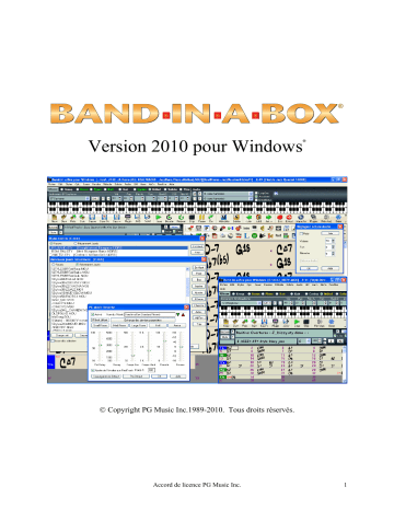 Mode d'emploi | BAND IN A BOX 2010 Windows Manuel utilisateur | Fixfr