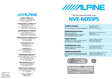 Manuel du propriétaire | Alpine NVE-N055PS Manuel utilisateur | Fixfr