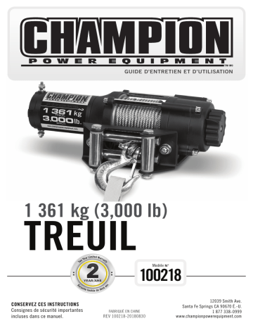 Champion Power Equipment 100218 Manuel utilisateur | Fixfr