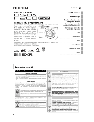 Fujifilm FinePix F200 EXR Mode d'emploi | Fixfr