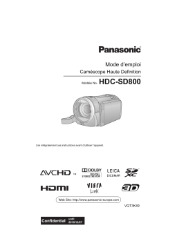 Panasonic HDC SD800 Mode d'emploi