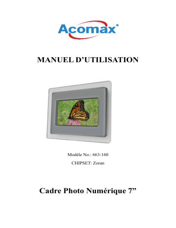 Manuel du propriétaire | ACOMAX CADRE PHOTO NUMÉRIQUE - Manuel utilisateur | Fixfr