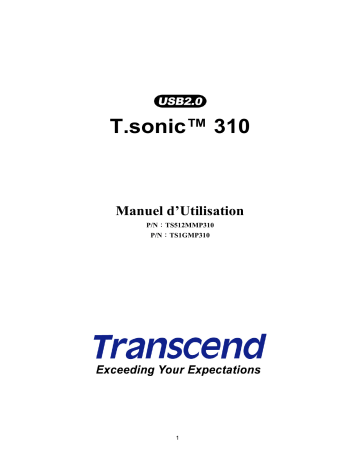 T Sonic 310 | Mode d'emploi | Transcend MP 310 Manuel utilisateur | Fixfr