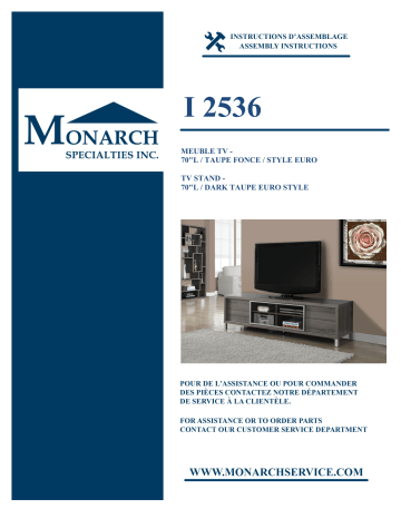 Monarch Specialties I 2536 TV STAND Manuel utilisateur | Fixfr