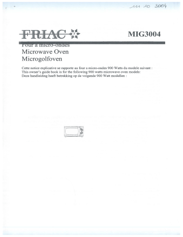 Manuel du propriétaire | Friac MIG3004 Manuel utilisateur | Fixfr