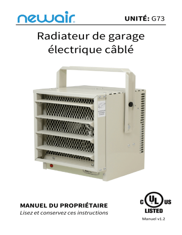 NewAir G73-REM Remanufactured Hardwired Electric Garage Heater  Manuel utilisateur | Fixfr