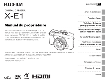 Fujifilm X-E1 Camera Manuel du propriétaire | Fixfr