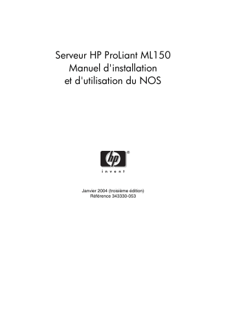 Manuel du propriétaire | HP PROLIANT ML150 SERVER Manuel utilisateur | Fixfr