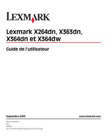 Manuel du propriétaire | Lexmark X363DN Manuel utilisateur | Fixfr