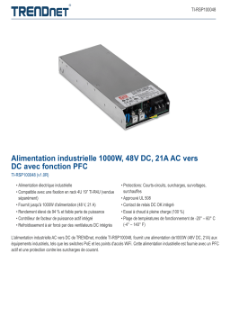 Trendnet TI-RSP100048 1000W, 48V DC, 21A AC to DC Industrial Power Supply Fiche technique