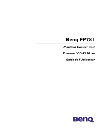 Manuel du propriétaire | BenQ FP781S Manuel utilisateur | Fixfr
