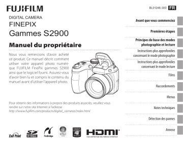 Manuel du propriétaire | Fujifilm S2980 Manuel utilisateur | Fixfr