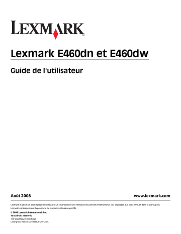 Manuel du propriétaire | Lexmark E460DW Manuel utilisateur | Fixfr