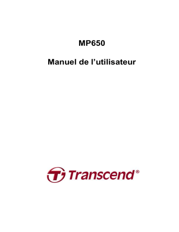 MP 650 | Mode d'emploi | Transcend T Sonic 650 Manuel utilisateur | Fixfr