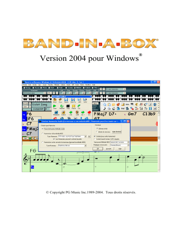 Mode d'emploi | BAND IN A BOX 2004 Windows Manuel utilisateur | Fixfr