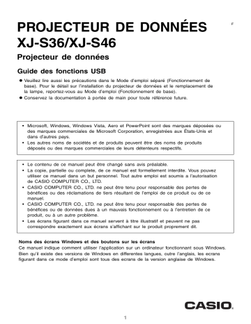 Manuel du propriétaire | Casio XJ-S46 Manuel utilisateur | Fixfr