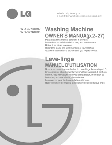 LG WD-1474RHD Manuel du propriétaire | Fixfr