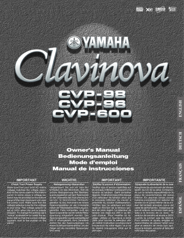 Manuel du propriétaire | Yamaha CVP-98-CVP-96-CVP-600 Manuel utilisateur | Fixfr