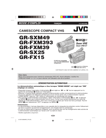 GR FX15 | GR FXM393 | GR FXM39 | GR SXM49 | JVC GR SX25 Mode d'emploi | Fixfr