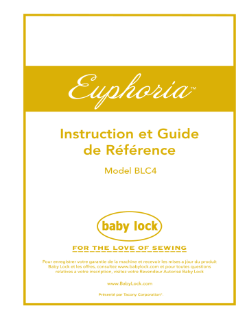 Mode d'emploi | Baby Lock Euphoria Sewing Machine Manuel utilisateur | Fixfr