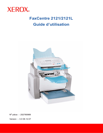 Manuel du propriétaire | Xerox FAXCENTRE 2121 Manuel utilisateur | Fixfr
