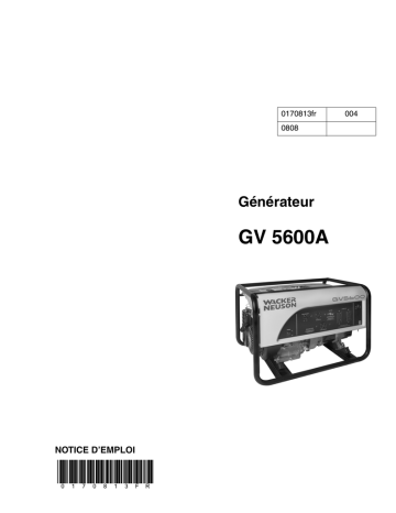 Wacker Neuson GV5600A Portable Generator Manuel utilisateur | Fixfr