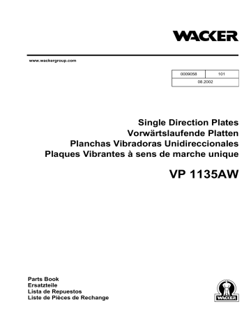 Wacker Neuson VP1135AW Single direction Vibratory Plate Manuel utilisateur | Fixfr