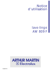 Arthur Martin-Electrolux AW 809 F Lave-linge Manuel utilisateur