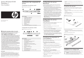 Manuel du propriétaire | HP PROLIANT DL160 G5 SERVER Manuel utilisateur | Fixfr