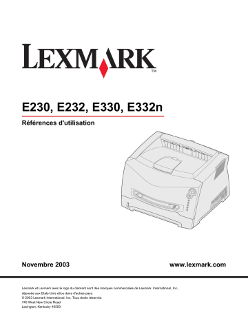 Manuel du propriétaire | Lexmark E230 Manuel utilisateur | Fixfr