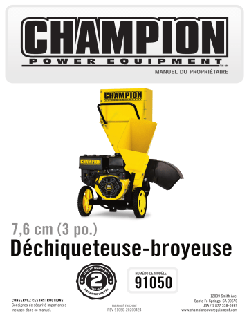 91050 | Model #91050 | Champion Power Equipment 3-in. Chipper Shredder Manuel utilisateur | Fixfr