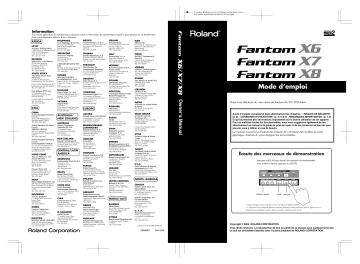 Manuel du propriétaire | Roland FANTOM X8 Manuel utilisateur | Fixfr