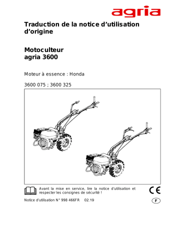 Manuel du propriétaire | Agria 3600 Two-Wheel Tractor Manuel utilisateur | Fixfr