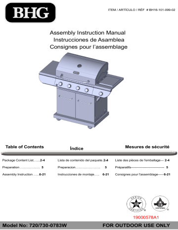 Manuel du propriétaire | BHG 720-0783W grill Manuel utilisateur | Fixfr