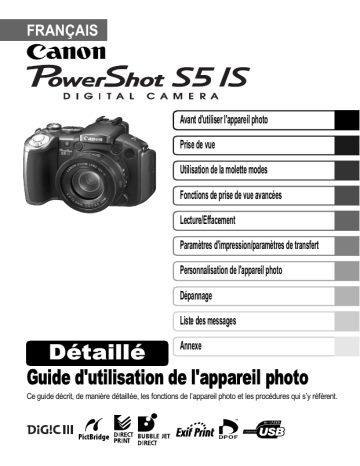 Mode d'emploi | Canon PowerShot S5 IS Manuel utilisateur | Fixfr