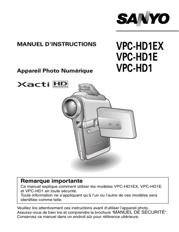 VPC HD1EX | Mode d'emploi | Sanyo VPC HD1E Manuel utilisateur | Fixfr