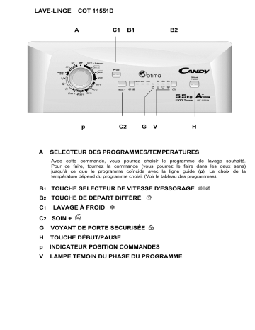 Manuel du propriétaire | Candy COT 11551D-47 Manuel utilisateur | Fixfr