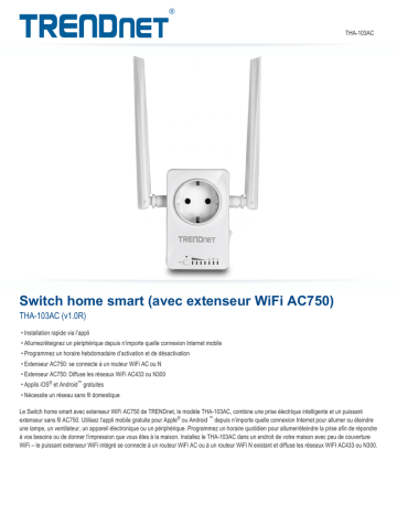 Trendnet THA-103AC Home Smart Switch Fiche technique | Fixfr