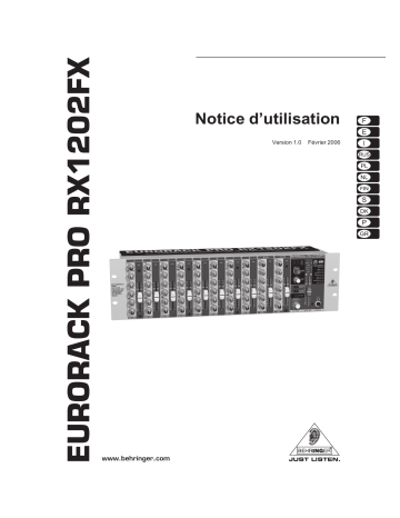 Manuel du propriétaire | Behringer RX1202FX Manuel utilisateur | Fixfr